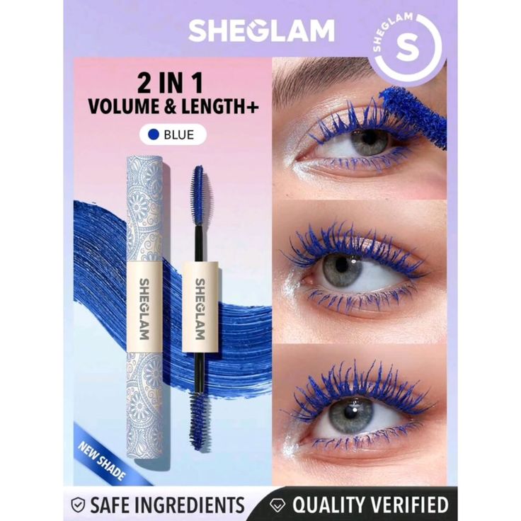 Sheglam Blue Mascara – Bold Color Volumizing & Lengthening Mascara