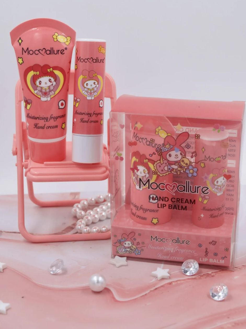 Mocmallure Strawberry Hand Cream & Lip Balm Set – Soft, Sweet & Nourishing Duo