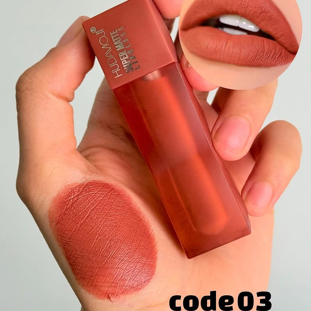 Hudamoji Teddy Matte Lip Gloss – Velvet Finish & Long-Lasting Color